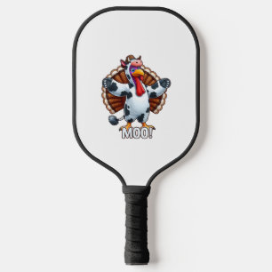 Turkey In Cow Costume, Moo Funny Thanksgiving _3 Pickleball Paddle