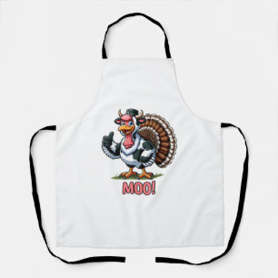 Turkey In Cow Costume, Moo Funny Thanksgiving  Apron