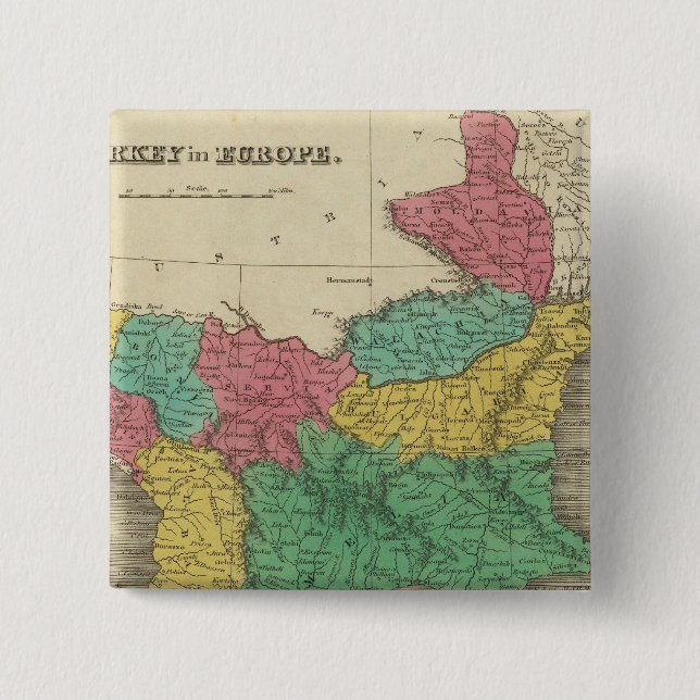 Turkey in Europe 2 Inch Square Button (Front)