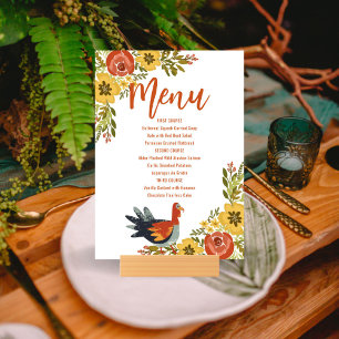 Turkey in the Garden Thanksgiving Menu Invitation