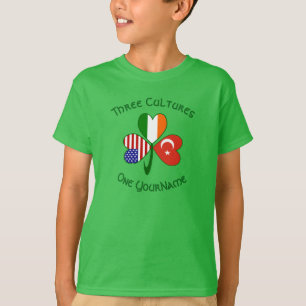 Turkey Ireland USA Shamrock Flag Personalized T-Shirt