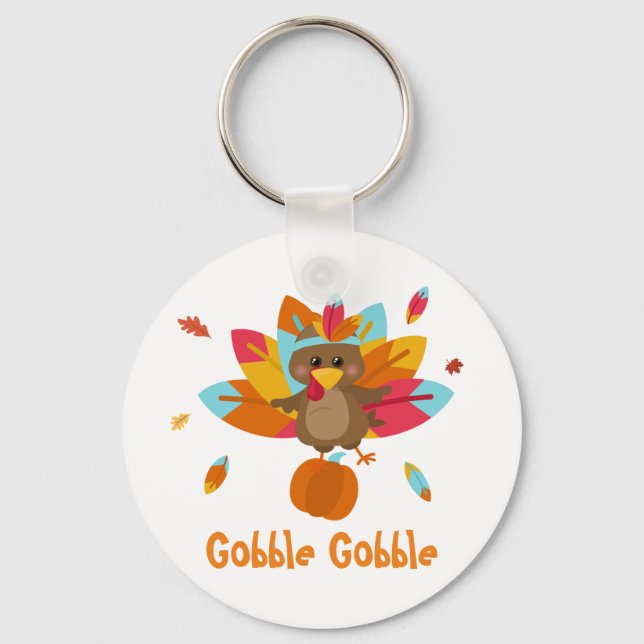 Turkey keychain Thanksgiving keychain Fall theme (Front)