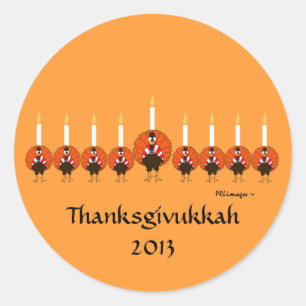 Turkey Menorah Thanksgivukkah Sticker