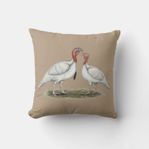 Turkey Mini Whites Throw Pillow