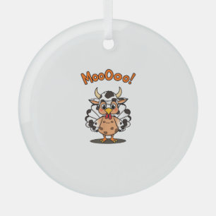 Turkey Moo Cow Costume Cute Thanksgiving Funny Tur Glass Ornament