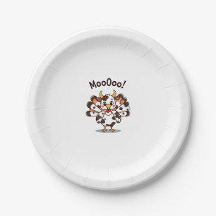 Turkey Moo Cow Costume Cute Thanksgiving Funny Tur Paper Plate