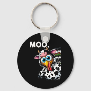 Turkey Moo Cow Costume Funny Thanksgiving Hallowee Keychain