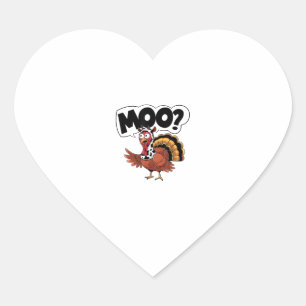 Turkey Moo Cow Costume Funny Thanksgiving Turkey D Heart Sticker