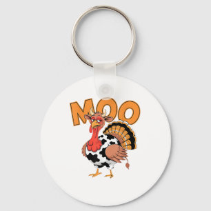 Turkey Moo Cow Costume Funny Thanksgiving Turkey D Keychain