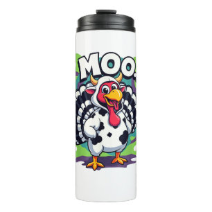 Turkey Moo Cow Funny Thanksgiving - Cute Turkey Mo Thermal Tumbler