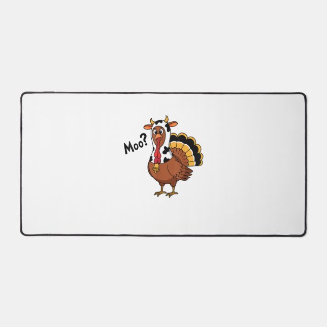 Turkey Moo Cow Funny Thanksgiving Performance Spri Desk Mat (Front)