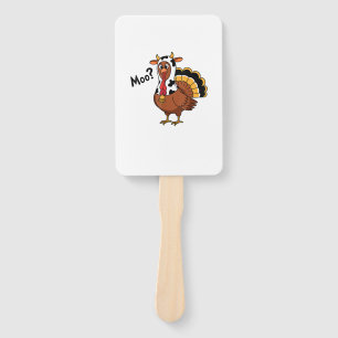 Turkey Moo Cow Funny Thanksgiving Performance Spri Hand Fan