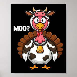 Turkey Moo Cow Funny Thanksgiving Poster