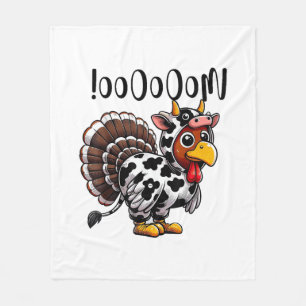 Turkey Moo Funny Thanksgiving Fake Cow Moo Fleece Blanket