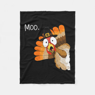 Turkey Moo Funny Thanksgiving Fall Cow Men Women K Fleece Blanket