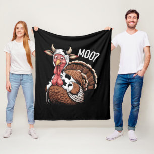 Turkey Moo Funny Thanksgiving  Fleece Blanket