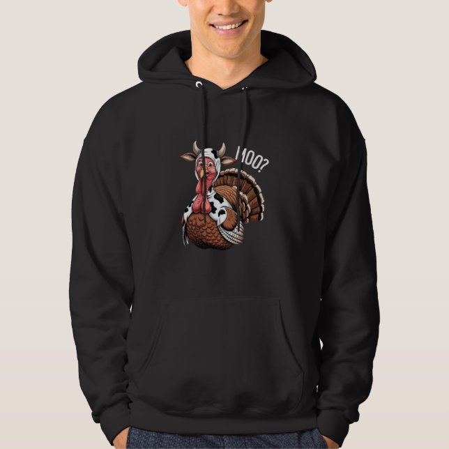 Turkey Moo Funny Thanksgiving  Hoodie (Front)
