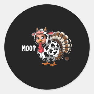 Turkey Moo Funny Thanksgiving Kids Boys Men  Classic Round Sticker