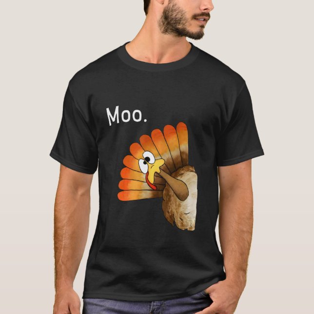 turkey moo funny thanksgiving Long Sleeve T Shirt (Front)