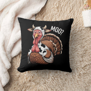 Turkey Moo Funny Thanksgiving  Throw Pillow