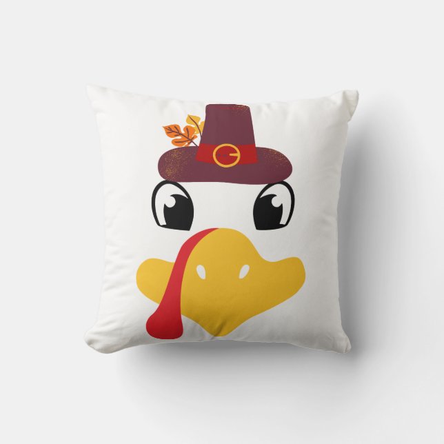 Turkey Moo Funny Thanksgiving Throw Pillow (Front)