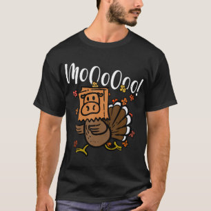 Turkey Moo I'M A Cow Fake Cow Funny Thanksgiving T-Shirt