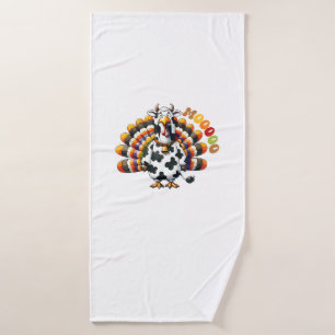 Turkey Moo Thanksgiving Cow Turkey Humour Funny _2 Bath Towel