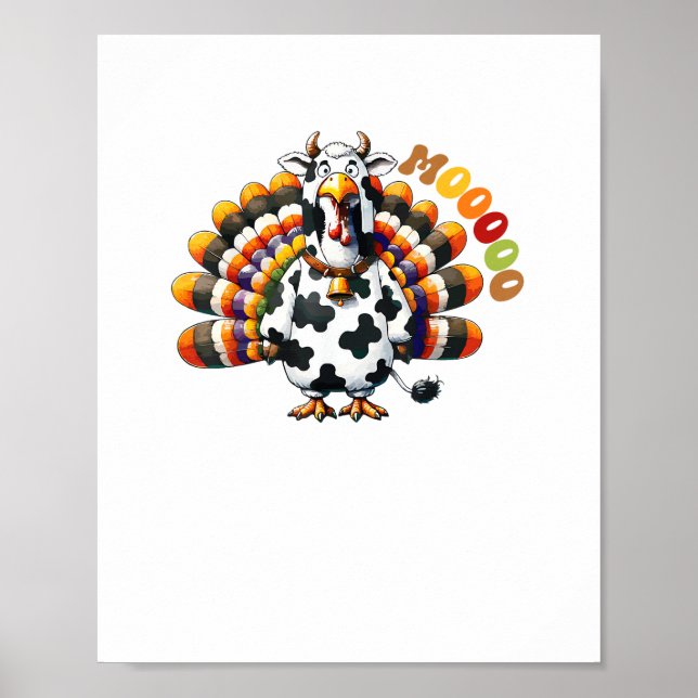 Turkey Moo Thanksgiving Cow Turkey Humour Funny _2 Poster (Front)