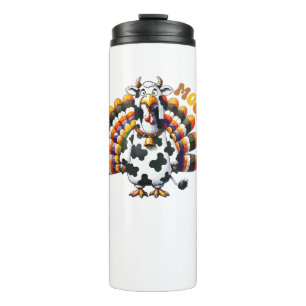 Turkey Moo Thanksgiving Cow Turkey Humour Funny _2 Thermal Tumbler