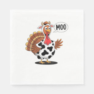 Turkey Moo Thanksgiving Funny Turkey Cow Moo Famil Napkin