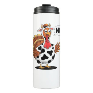 Turkey Moo Thanksgiving Funny Turkey Cow Moo Famil Thermal Tumbler