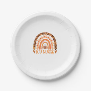Turkey Nurse Leopard Thanksgiving ICU Nurse Rainbo Paper Plate