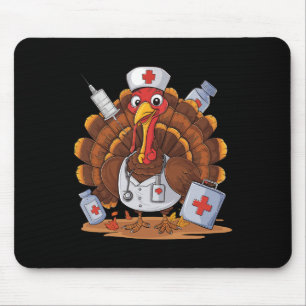 Turkey Nurse Stethoscope Thanksgiving Fall Scrub T Mouse Pad