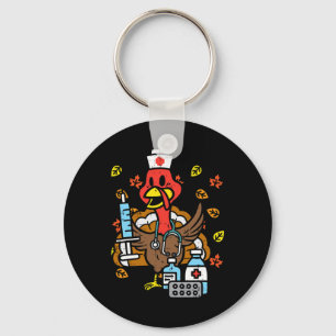 Turkey Nurse Thanksgiving Fall Scrub Nursing Rn Ic Keychain