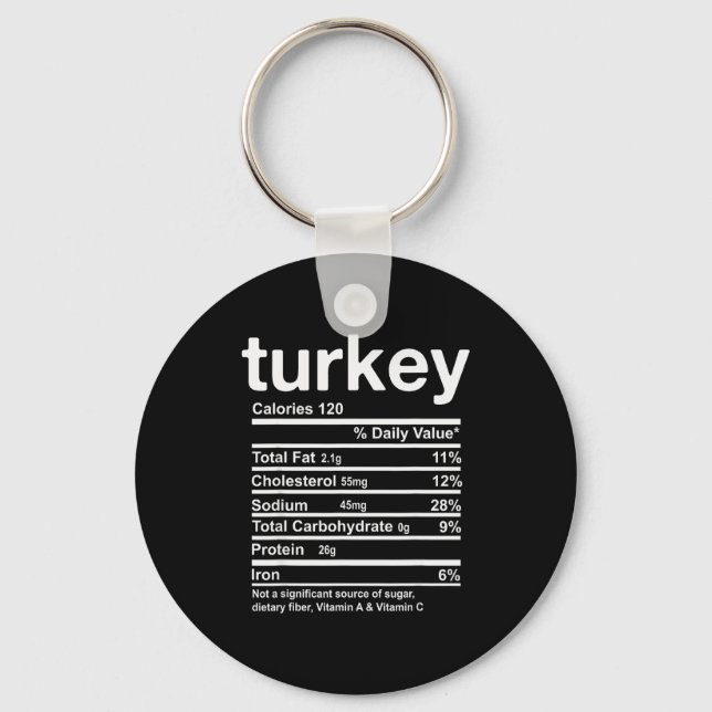 Turkey Nutrition Facts Funny Thanksgiving Food Chr Keychain (Front)