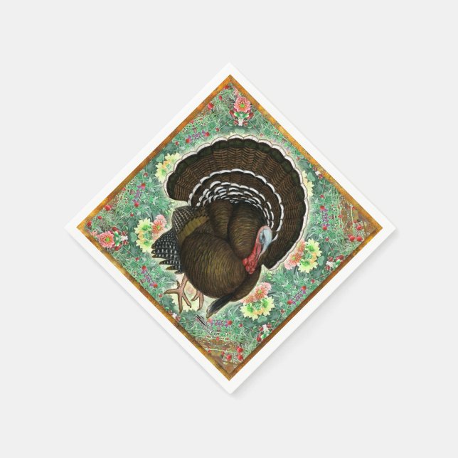 Turkey On the Greens Napkin (Corner)