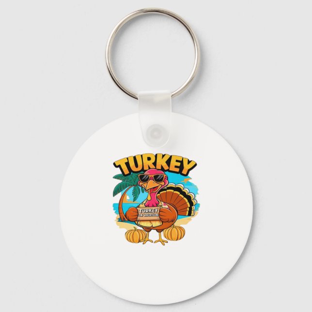 Turkey on Vacation in Jamaica Classic T-Shirt.png Keychain (Front)