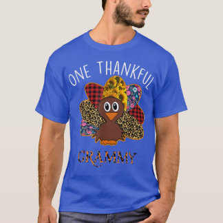 Turkey One Thankful Grammy Leopard Thanksgiving Fa T-Shirt