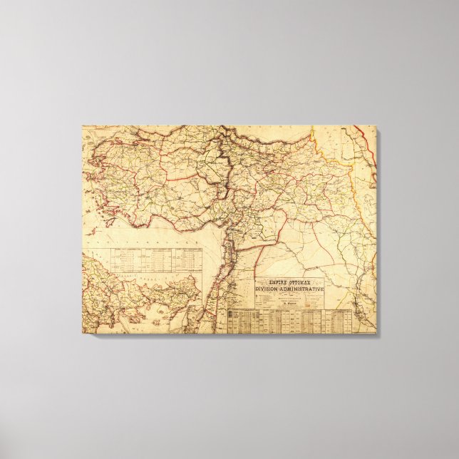 Turkey, Ottoman EmpirePanoramic MapTurkey Canvas Print (Front)