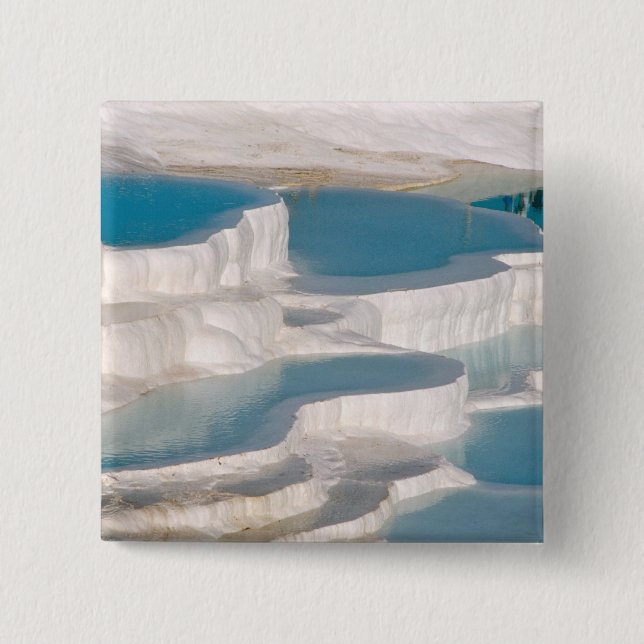Turkey, Pamukkale Cotton Castle). 2 Inch Square Button (Front)