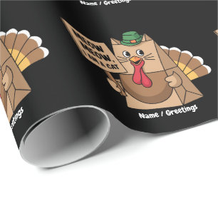 Turkey Paper Bag Meow Funny Thanksgiving Cat 