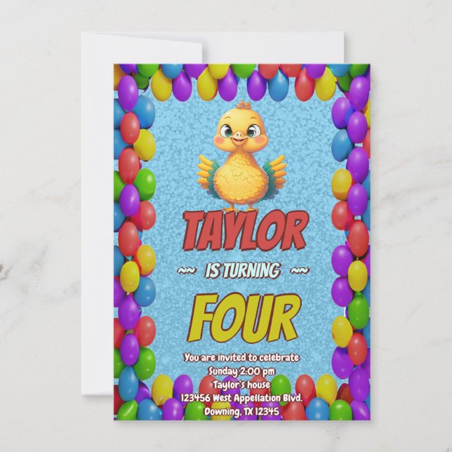 Turkey Personalized Birthday Unique Invite Kids (Front)