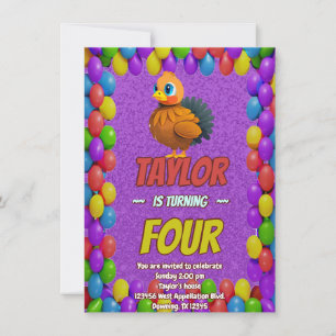 Turkey Personalized Birthday Unique Invite Kids