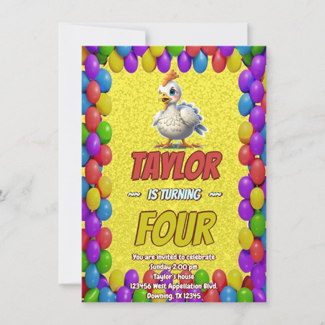 Turkey Personalized Birthday Unique Invite Kids (Front)