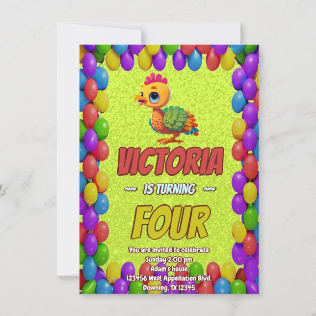 Turkey Personalized Birthday Unique Invite Kids (Front)