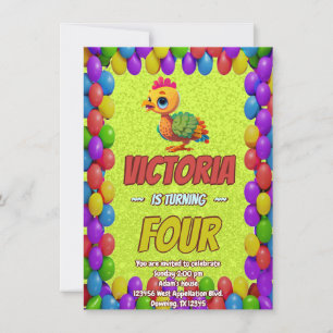 Turkey Personalized Birthday Unique Invite Kids