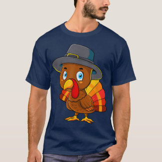 Turkey Pilgrim Cute Thanksgiving Men Women Kids  T-Shirt