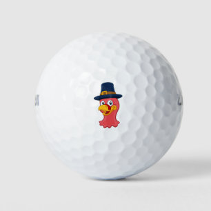 Turkey Pilgrim Hat Thanksgiving Cartoon Character Golf Balls