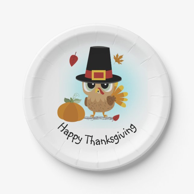 Turkey Pilgrim Thanksgiving Paper Plate (Front)