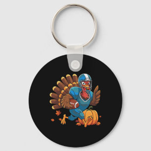 Turkey Playing Football Thanksgiving Football Play Keychain